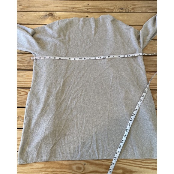 St. John Cardigan Sweater Size Medium Women’s Beige Metallic Open Front - Picture 7 of 8
